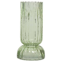Decoris Vaas   Lichtgroen   Glas   Geribbeld   D13 X H26 Cm