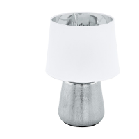 Eglo Design Schemerlamp Manalba 1 Zilver Met Witte Lampenkap   99329
