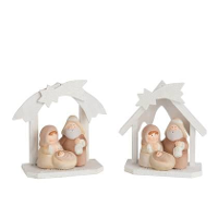 J Line Kerststal Hout|poly Creme Small Ass2