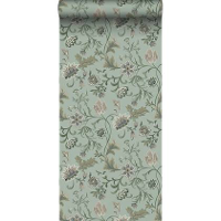 Estahome Behang Vintage Bloemen Celadon Groen   0.53 X 10.05 M   13941