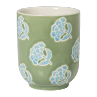 Cup Met Bloemen   Groen/blauw   175 Ml