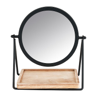 Make Up Spiegel Met Plankje   Zwart   19x14x21 Cm