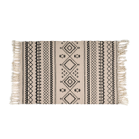 Vloerkleed Azteken Patroon   Zwart/ Off White   90x60 Cm