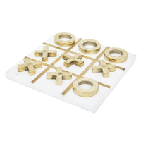 Deco Object Marble Tic Tac Toe   Goud|wit